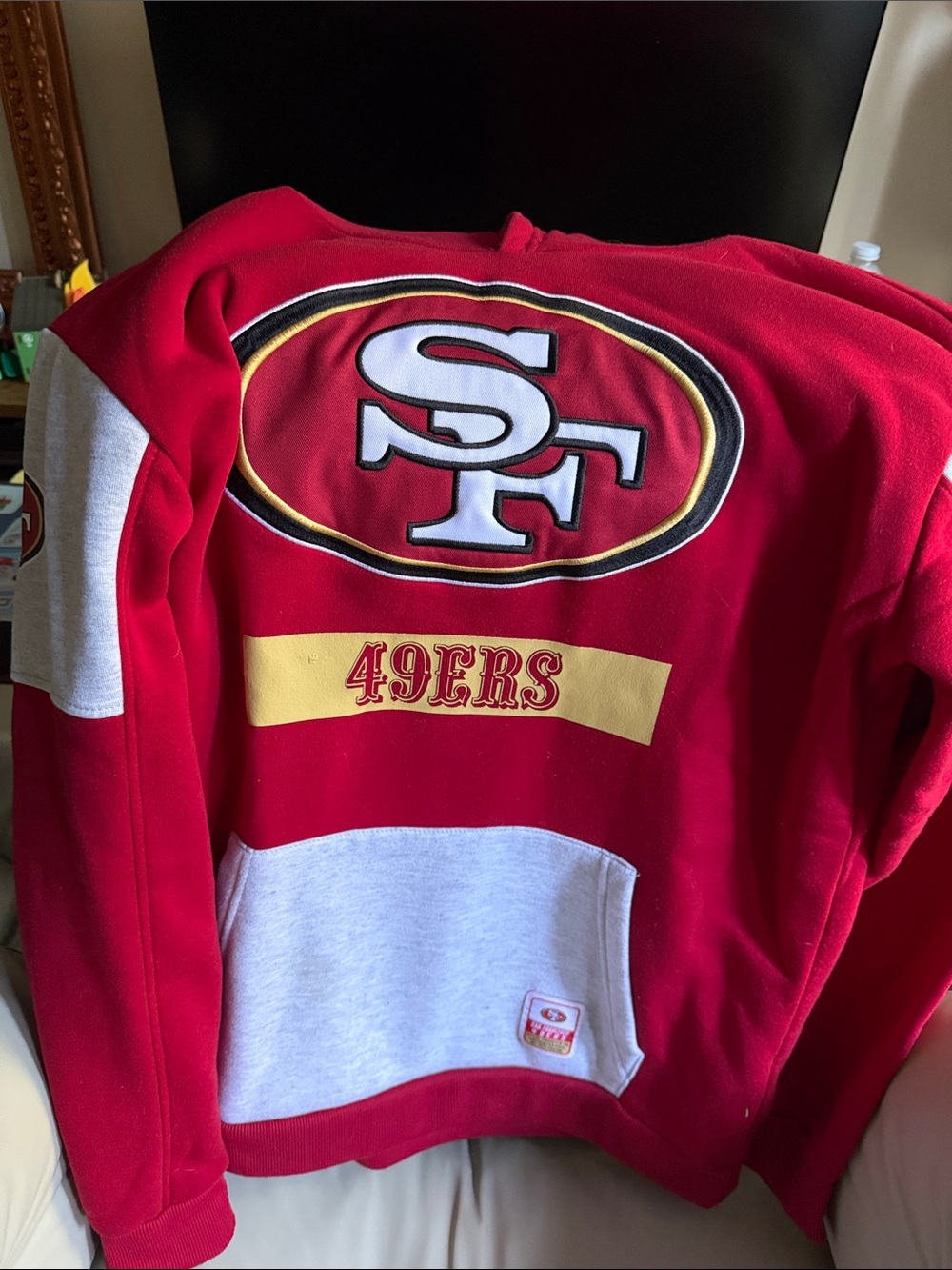 NFL San Francisco 49ers Red Crewneck Sweatshirt with White Pocket